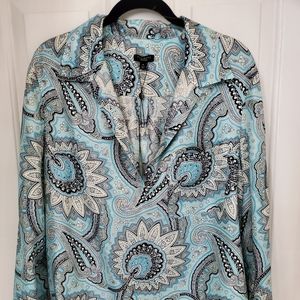 NWT Talbott Paisley blue Print Blouse